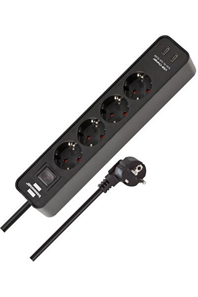 Brennenstuhl Ecolor Πολύπριζο 4 Θέσεων με 2 USB-C, Διακόπτη και Καλώδιο 1.5μ ...