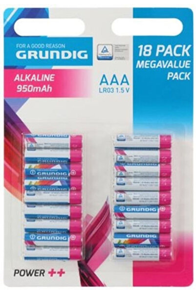 Grundig Pachet de 18 Baterii Alcaline AAA Power++ 1.5V