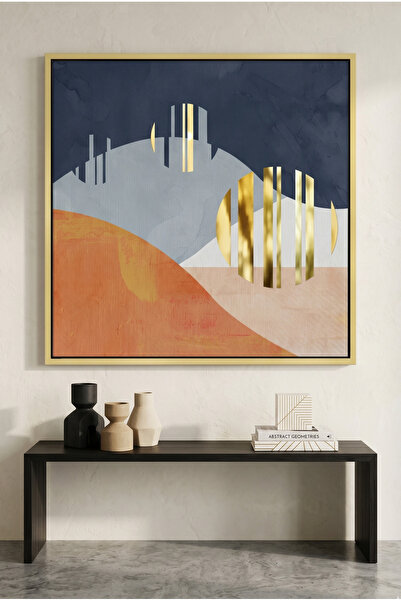 Jasmine Art Abstract Landscape Geometric Wall Art | Framed Canvas Print with ...