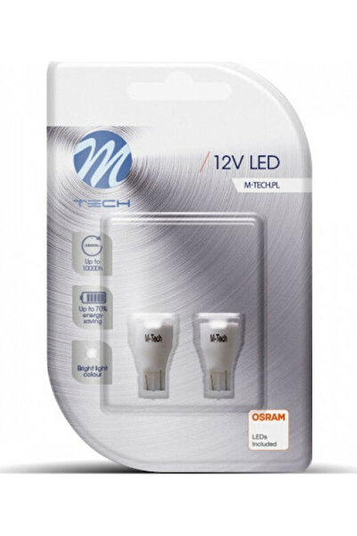 M-TECH Λάμπες Αυτοκινήτου W16W LED 12V 2.1W 2 τεμάχια