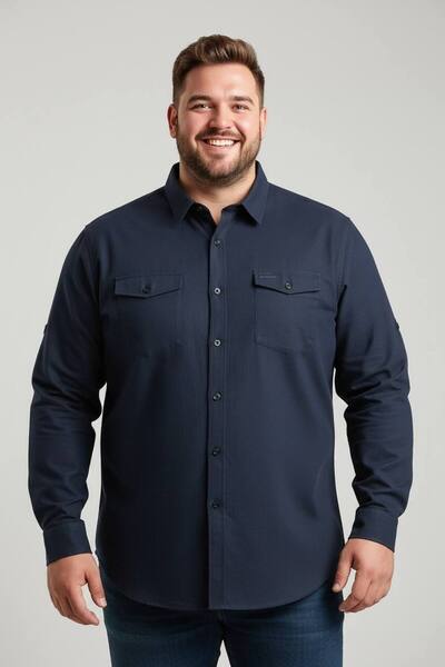 ANNEX Large Size Cotton Long Sleeve Men's Shirt
