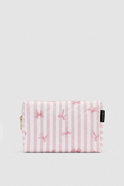 Shanta Candy Pink Ribbon D34 Zipper Cosmetic Organizer Women's Travel Type Ma...