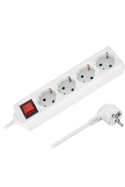 Rebel URZ3574-3 Extension Cord, 4 Sockets, Switch, 3 m, 3 x 1.5 mm², White