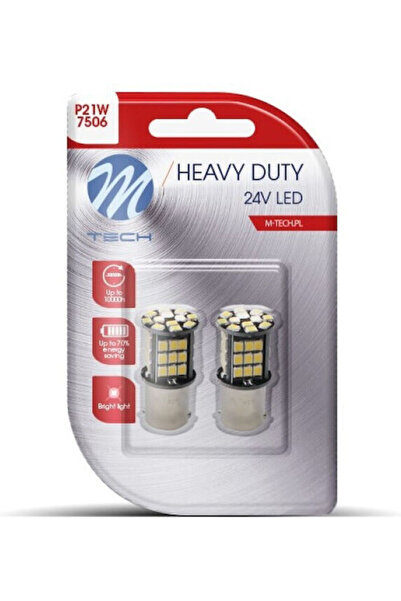 M-TECH Λάμπες Φορτηγού P21W / BA15S Canbus LED Λευκό 24V 2 τεμάχια