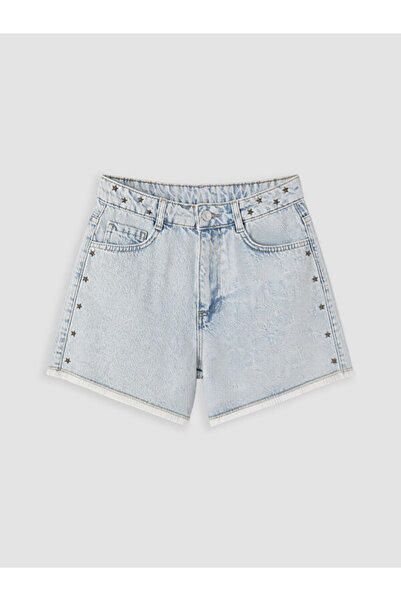 LC Waikiki شورت جينز للفتيات مزين بالنجوم من مجموعة Shining Store Sparkly Sel...