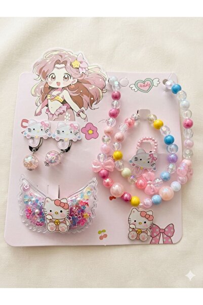 Generic Brand Girl's Jewelry Set Necklace Bracelet Earrings Buckle 4-Piece Ac...