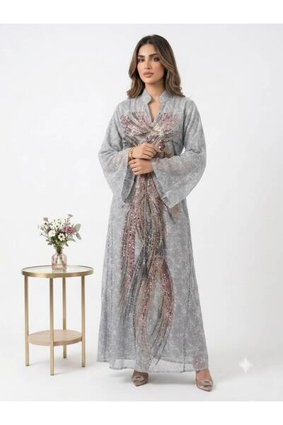 DAY BY DAY Fully Embroidered Front Lined Jalabiya with Stylish Waist Belt