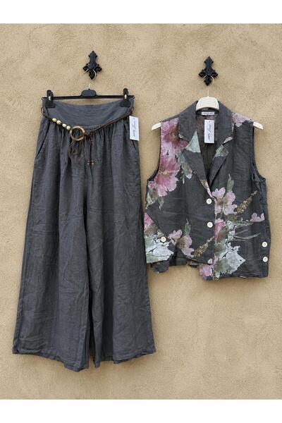 MENSAR OTANTİK 100% linen vest and trousers set, standard size 38/46, fits up...