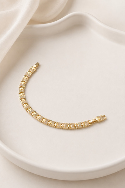 Balenbi Jewelry Kadın Taşlı Dalga Desenli Geometrik Plaka Kararmaz Çelik Bile...