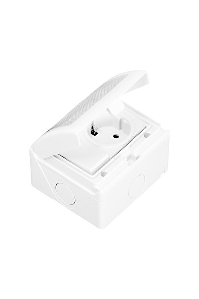OEM Priză simplă cu împământare Total Green IP55, montaj aplicat, alb