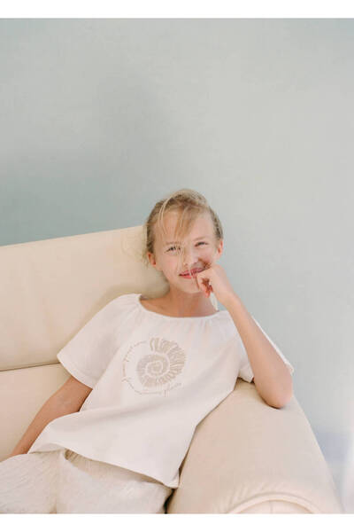 MANGO Kids İşleme detaylı koton tişört