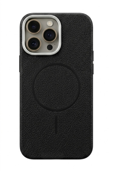 KZN TECH 14 Pro MagSafe Uyumlu Deri Görünümlü Premium Telefon Kılıfı Darbe Em...