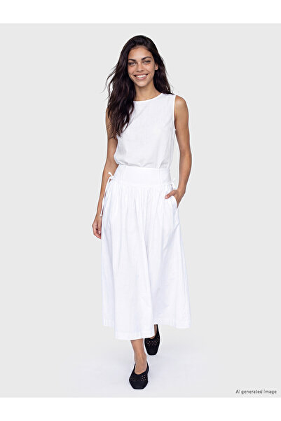 LC Waikiki Vizyon New Season Zippered Waist Poplin Flared Skirt