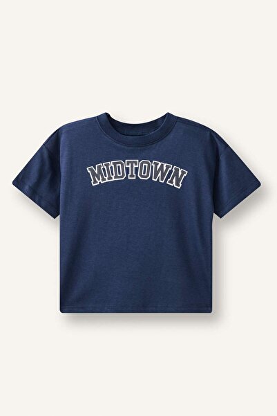 DeFacto Regular Fit Printed Short Sleeve Navy Blue T-Shirt Baby Boy F3916A526Au