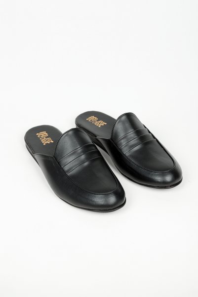 DEPASSE Men's Slippers Leather Young Classic Home Office Guest Groom