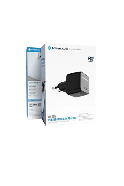 Powerology QX 45W Pocket-Sized GAN Adapter Black