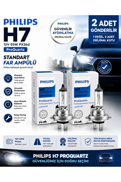 Philips H7 ProQuartz Far Ampulü 12V 55W PX26d Orijinal Standart Halojen Far A...