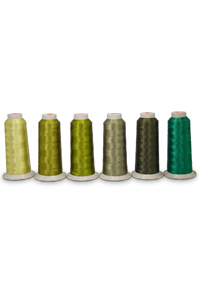 Enstitü İplik Machine Embroidery and Sewing Thread 6-Piece Green Group Set