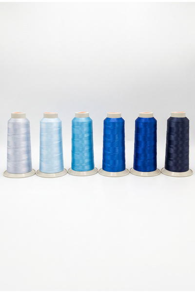Enstitü İplik Machine Embroidery and Sewing Thread 6-Piece Blue Group Set