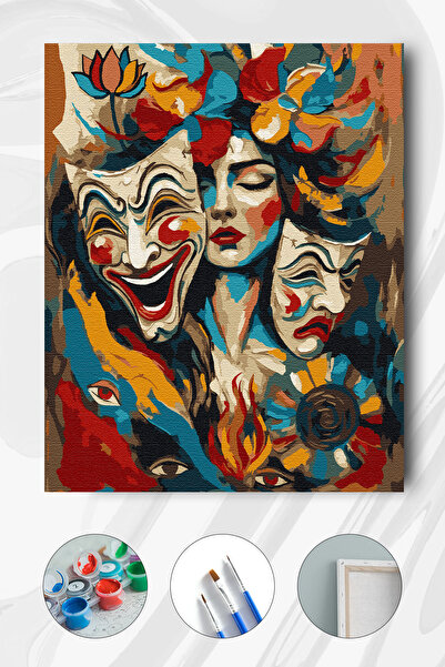 Parloran Sayılarla Boyama 40x50 cm Tuval Seti - Boyaları Ve Fırçaları Dahil -...