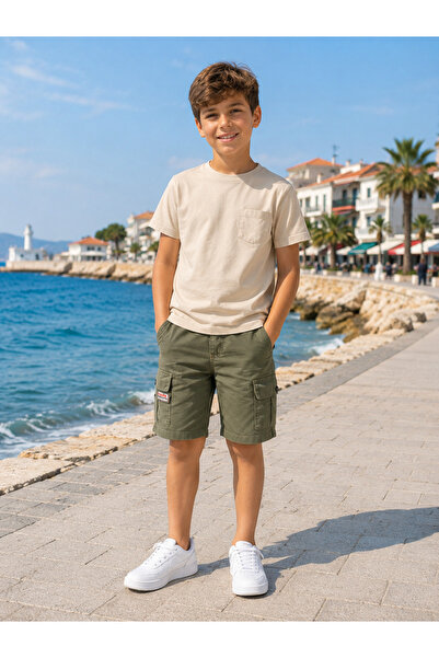 RİNDO KİDS Boy's Canvas Capri Shorts
