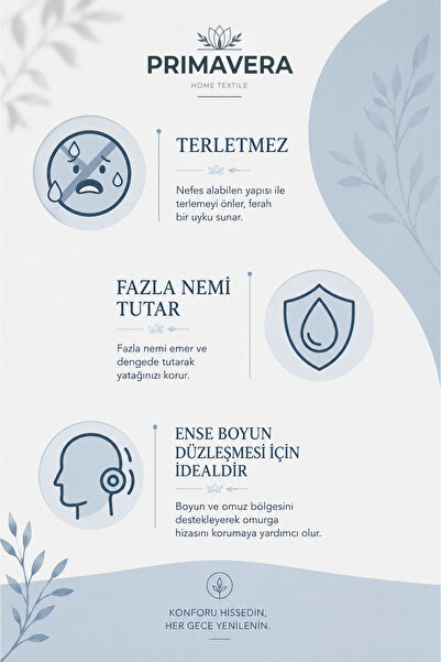 Primavera Home Primavera Nua Serisi 2'li Yastık Silikonize Elyaf Dolgulu Yumuşak Nefes Alabilen Uyku Yastığı Seti
