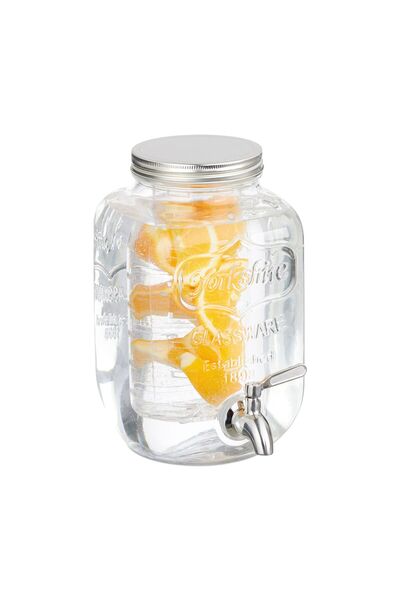 Relaxdays Dozator de băuturi cu recipient pentru fructe, Relaxdays, 4 L, sticlă