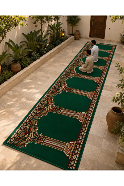 Generic Long Prayer Rug for Mosques and Homes - Luxurious Islamic Pillar Patt...