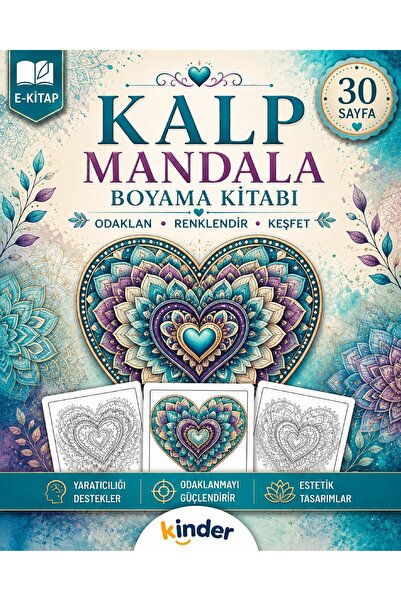 KİNDERYAYINLARI KİNDER DİJİTAL&ÜRÜN KALP MANDALA BOYAMA E-KİTAP