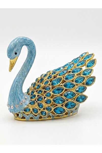 ZARORA Decorative Swan Figurine, Crystal Rhinestone Embellished, Gold Metal, ...