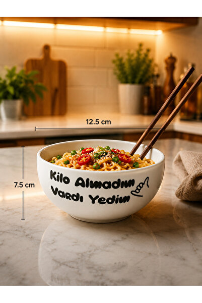 samosh Seramik Mottolu Kase (noodle, çerez, çorba)