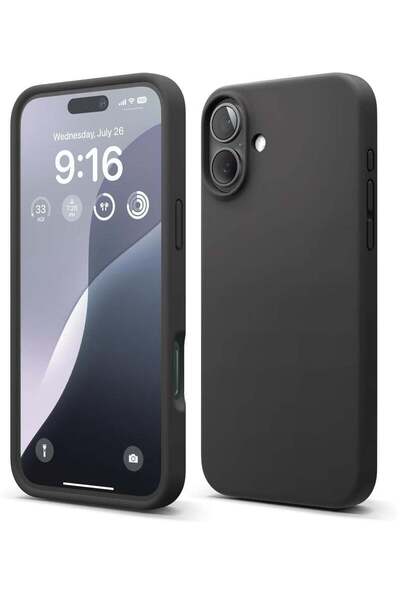ELTRAZONE Black Liquid Silicone Case for iPhone 16 Plus – Slim Shockproof Ful...