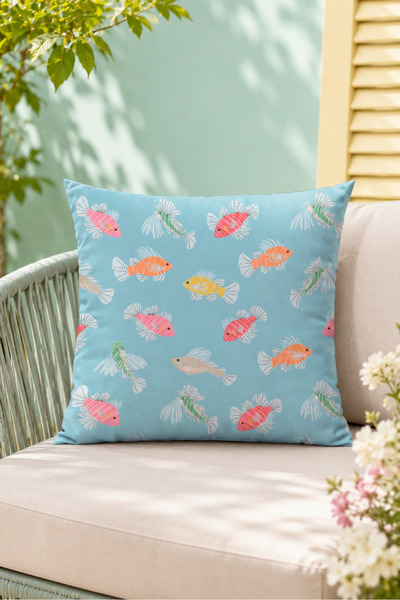 Evmila Colorful Fish Patterned Decorative Throw Pillow Cover Sea Themed Summe...