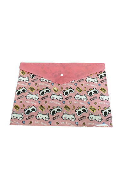 genelartp75 Pembe Uyku Maskesi Desenli Çıtçıtlı Dosya Evrak Çantası - Sweet D...