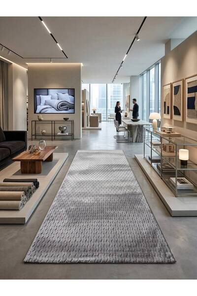 Sarar Altınsar Diamond Antiq Halı Gri Modern Kaymaz Taban Salon Hol, Koridor ...