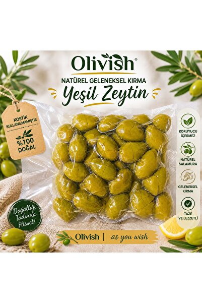 olivish Natürel Yeşil Kırma Zeytin Çekiçke 500g