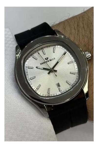FANDER BLUE Men's Watch with Black Rubber Strap and White Dial