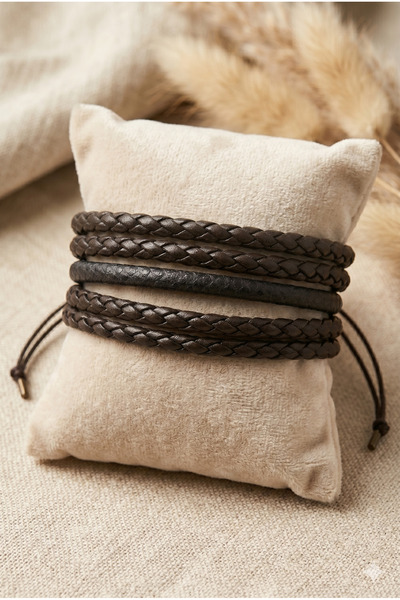 ZGNOVA Leather Braided 5-Piece Bracelet