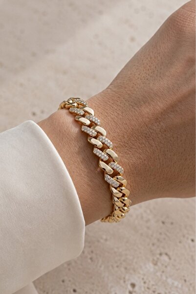 Valmont Accessories 14K VIP Kaplama 18 cm Altın Renk Zirkon Taşlı Zincir Deta...