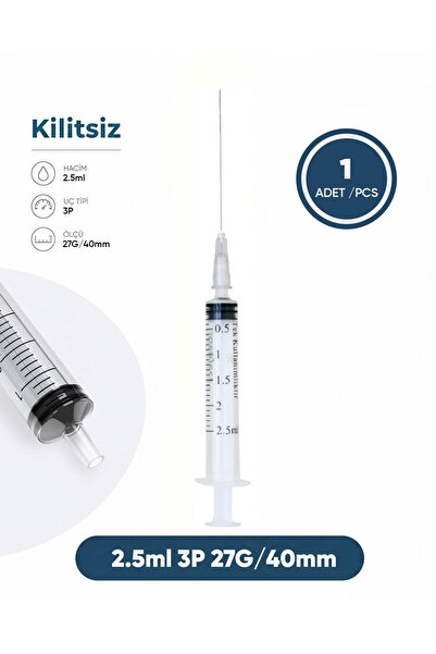 Genject 02,5 ml. , 3 Parçalı , 27G (0.41mm.), 40mm, Gri İğneli Dental Şırınga...