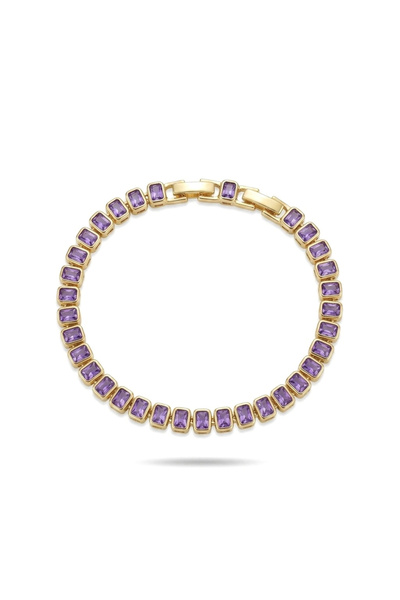 h&b design jewel Steel Purple Baguette Stone Design Bracelet