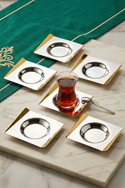 ÖzSa Home 6-Piece Avons Tea Plate Set - 18/10 Stainless Steel for 6 People