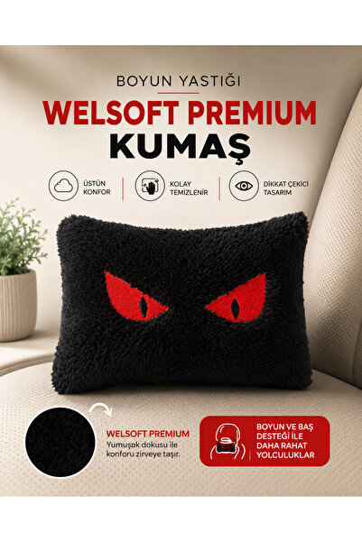 BeybiNest 2 li Oto Boyun Yastığı Welsoft Peluş Kumaş Nakışlı Tasarım Araç Başlık Yastığı Boyun Destek Yastığı