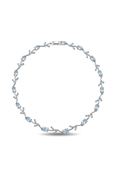h&b design jewel Silver Light Blue Tulip Necklace