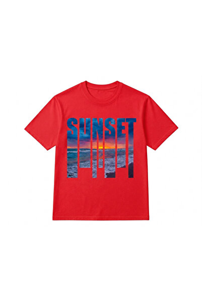 VODEXA Unisex Oversize T-Shirt Sunset 1 Printed 100% Cotton T-Shirt Comfortab...