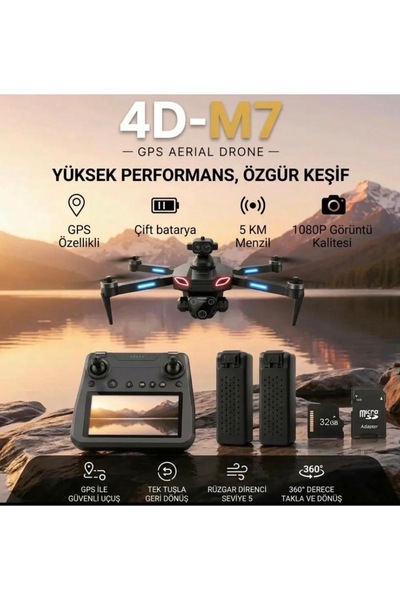 4DRC M7 DOKUNMATİK EKRAN RC KUMANDA 5KM MENZİL ÇİFT BATARYA TÜRKÇE KULLANIM K...