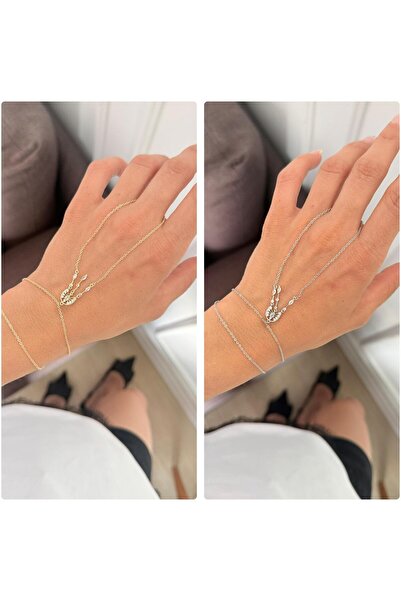 AURA ATELİER MODA Zirkon Taşlı Yaprak Madalyon Detaylı İnce Zincir Şahmeran B...