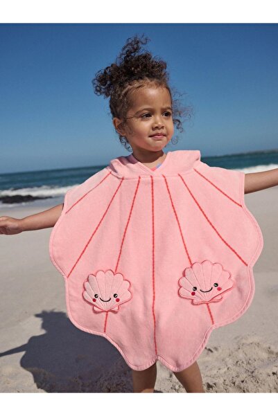 Next Baby %100 Pamuk Pembe Deniz Kabuğu Havlu Kumaş Panço