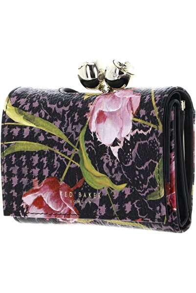 Ted Baker Tolna S282294 Leather Floral Print Wallet, Small S, Black