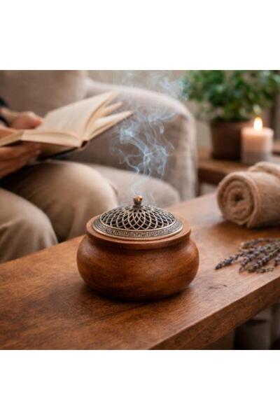 Generic Luxury wooden censer with ornate metal lid